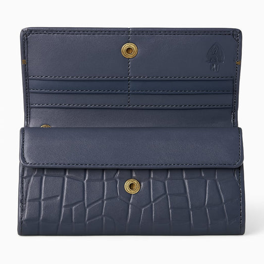 Aqua Embossed Leather Clutch