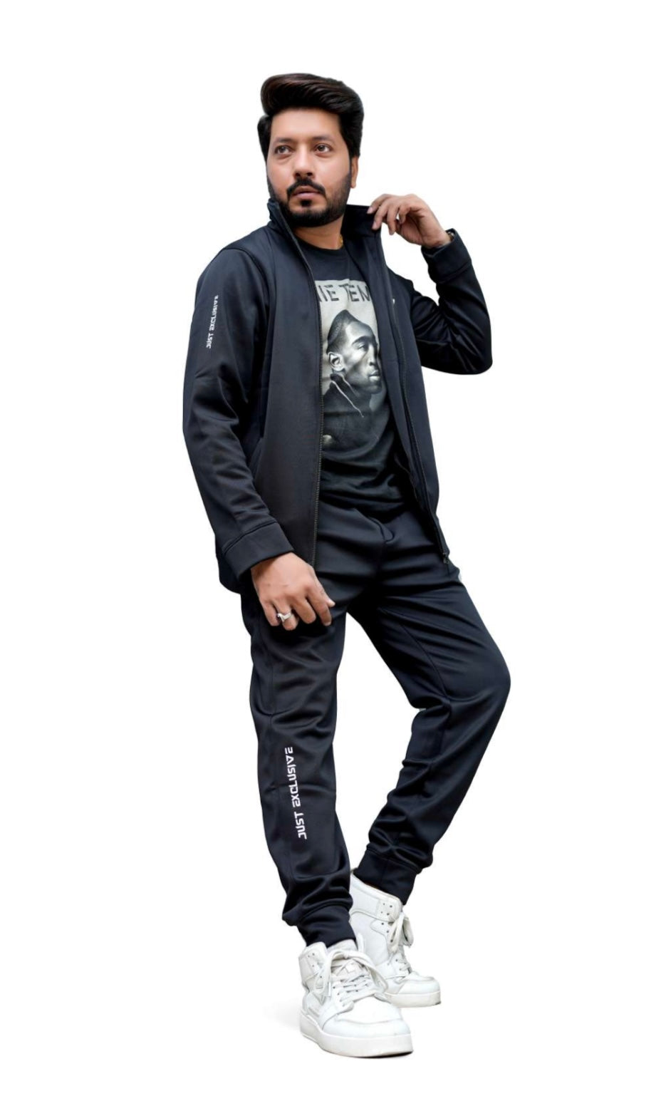 Men's All-Black Performance Nylon Tracksuit